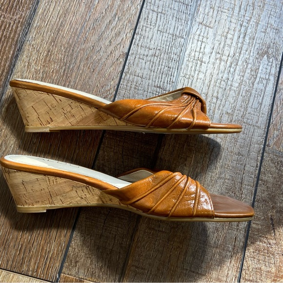 Aldo Wedge Heel Cognac Thong Slides Size 37 - Picture 6 of 13